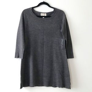 NWT Debbie Morgan Charcoal Heather Gray Knit Sweater Tunic Dress Size Small
